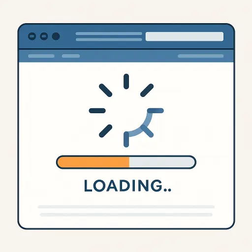 A visual of a website loading screen with a progress bar to illustrate the problem of slow page speed.