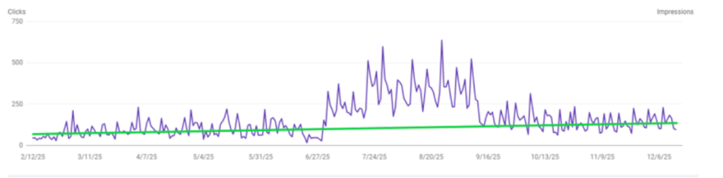 physiotherapy clinic SEO results organic impressions growth