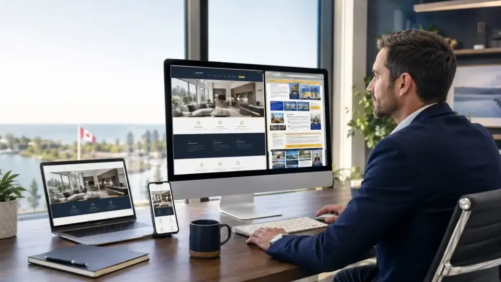 Professional web design Oakville comparison showing a modern and outdated business website