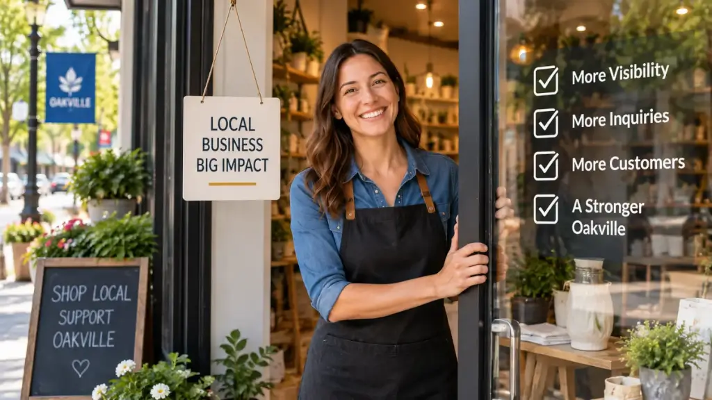 Oakville small business owner showcasing the value of local SEO for improving online visibility, attracting inquiries and reaching more local customers.
